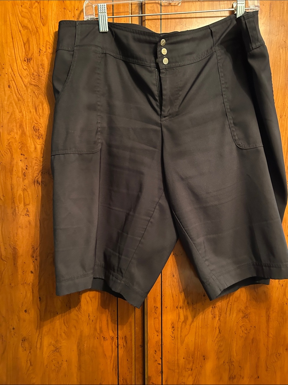 Ladies Black Casual Shorts - Classic Button Front